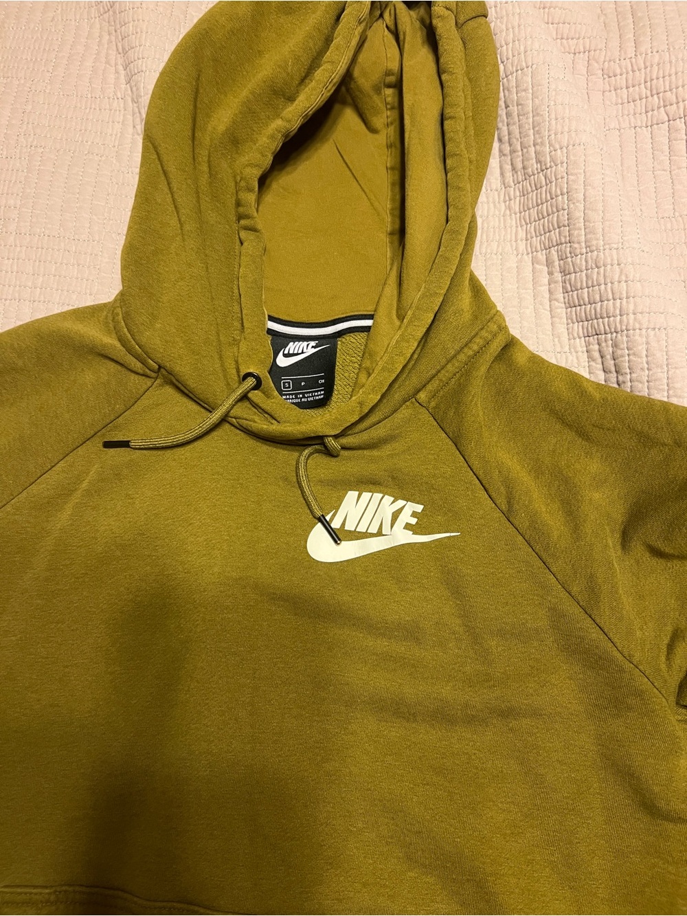 Nike Olive Green Pullover Hoodie with White Swoosh - Picture 2 of 2